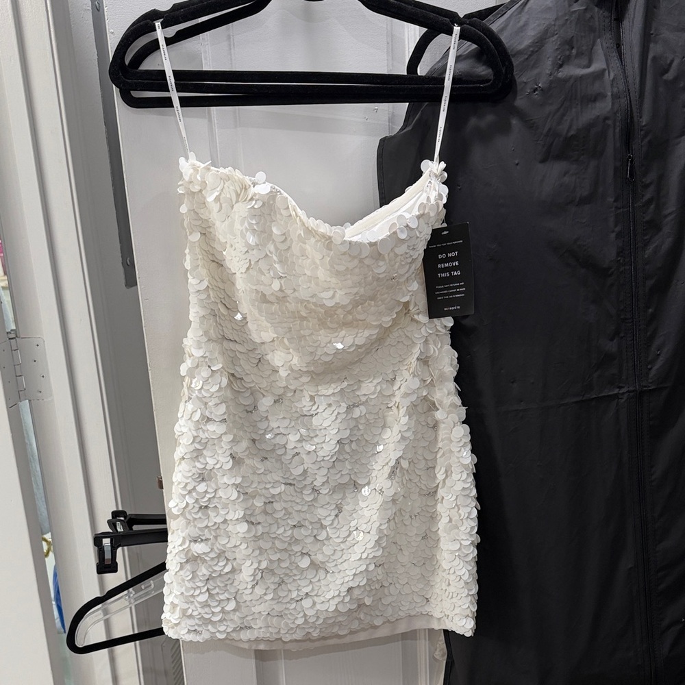 NWT Retrofete White Sequin Mini Dress